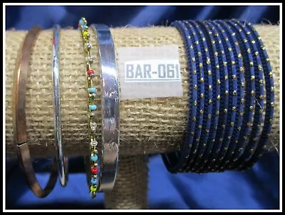 14 NICE Vintage Beautiful Assorted Bracelets Thin Mixed Colors Blue NICE! • $1