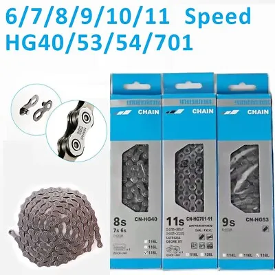 6/7/8/9/10/11 Speed Chain HG40/53/54/701 For Shimano MTB Road Bike 116/126 Links • $31.98