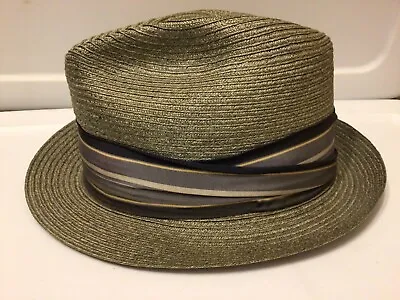 Vintage Mid Century Mad Men Adam Genuine Milan Weave Straw Fedora Hat Gray 7 1/4 • $59