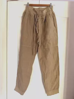 Bassike Utility Linen Rib Cuff Pant In Natural Beige • $150