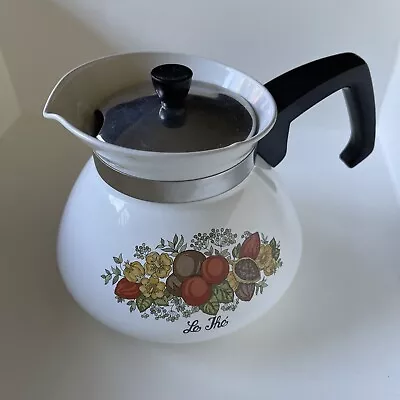 Corning Ware 1970s Enamel Spice Of Life Coffee Tea Pot P-106-8 Vintage USED • $100