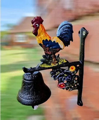 £14.99 • Buy Metal Chicken Hen Cockerel Rooster Garden Bell On Bracket Cast Iron 18cm New