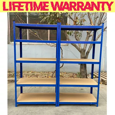 5 Tier Metal Shelving Unit Storage Racking Shelve Garage Warehouse Bookcase-blue • £22.20