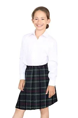 Girls Box Pleated Skirt School All Round Elasticated Waist Uniform Kids Skirts • £14.60