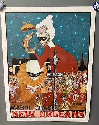 Mardi Gras New Orleans Poster Krewe Zulu Parade Bourbon St George Luttrell II • $29.99