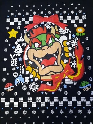 $12.50 • Buy Nintendo Sz. Small/Medium Ugly Christmas Bowser Super Mario  T-Shirt  Black  
