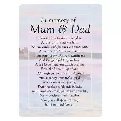£3.99 • Buy Mum And Dad Sea Memorial Remembrance Verse Plastic Coated Grave Graveside Card