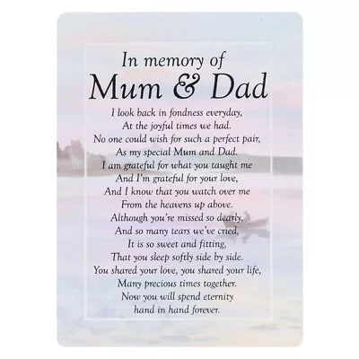 Mum And Dad Sea Memorial Remembrance Verse Plastic Coated Grave Graveside Card • £3.99