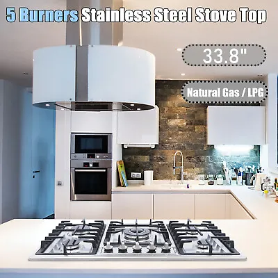 Stainless Steel NG /LPG Gas Built-In Cooktop Countertop Cook Stove 5 Burners New • $187.15