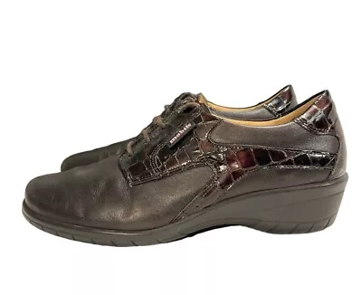 Mephisto Mobils Shoes Women’s Sz 7 Leather Croc Patent Lace Up ~Made In France • $48