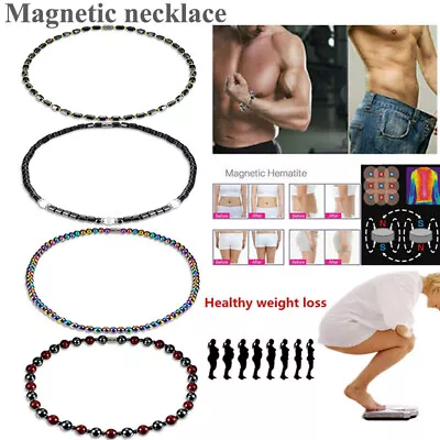 Magnetic Hematite Beaded Necklace Therapy Arthritis Healthy Pain Relief Gift Hot • $3.30