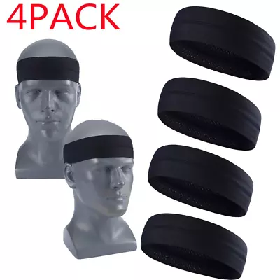 Men Sweatband Hairband Sports Headband Yoga Gym Running Stretch Head Band 4-Pack • $17.99