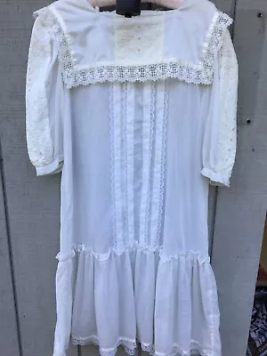 Vintage Gunne Sax By Jessica Dress Size 13 White Tea Length • $78.88