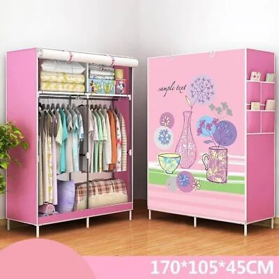 Large Portable Wardrobe Clothes Armoire Closet Storage Rack Shelves Bedroom AU • $32.29