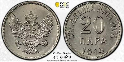 Montenegro 20 Para Unc Coin 1914 Year Km#19 Crna Gora Pcgs Grading • $79