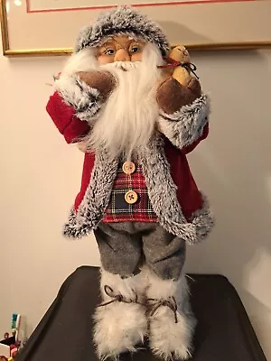 Standing Santa Figure Father Christmas Ornament Red/Grey 40cm • £19.99