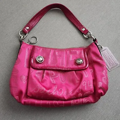 $97 • Buy COACH 15302 POPPY StoryPatch Groovy Hot Pink Fushia Crossbody/Shoulder Bag