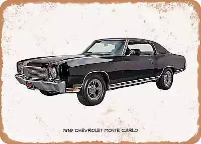 Classic Car Art - 1970 Chevy Monte Carlo Oil Painting - Rusty Look Metal Sign • $21.95