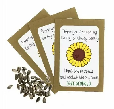 £23.99 • Buy Personalised Birthday Sunflower Seed Packets Envelopes | Party Bag Favours 
