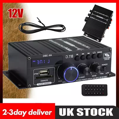 400W 12V HiFi Bluetooth Digital Power Amplifier Mini Stereo Audio Amp Car Home • £18.96