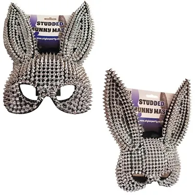Studded Bunny Rabbit Black Mask Halloween Costume Cosplay Party Fancy Dress Mask • £12.99