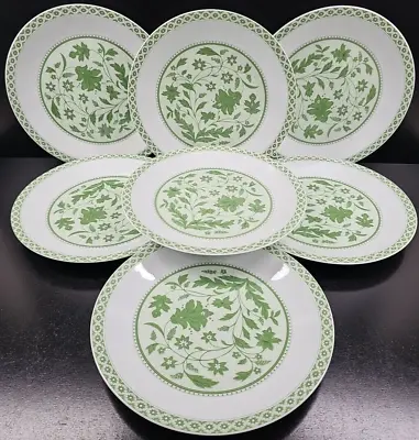 7 Mikasa Coleen Dinner Plate Set Vintage Floral Green White Retro Dish Japan Lot • $146.87