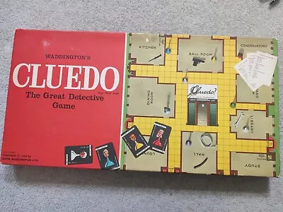 Vintage Rare CLUEDO VINTAGE 1965 Board Game By Waddingtons Strategy Complete  • £4.99