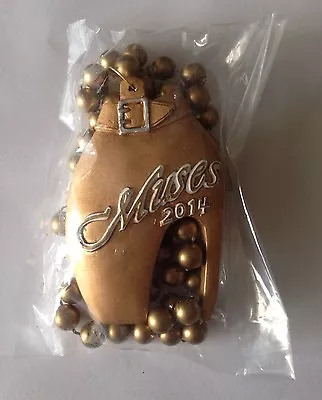 Krewe Of Muses New Orleans Mardi Gras Signature Gold High Heel Shoe Bead Favor ! • $36.71