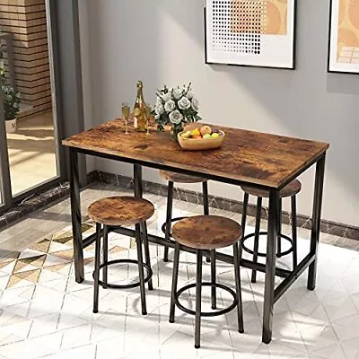 AWQM Bar Table And Chairs Set Industrial Counter  Assorted Sizes  Colors  • $327.91