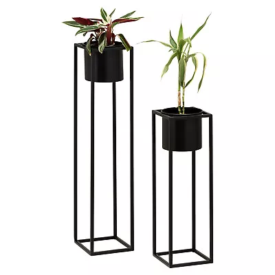 £21.99 • Buy Hartleys Small Round Freestanding Black Metal Plant Pot Tall Square Floor Stand