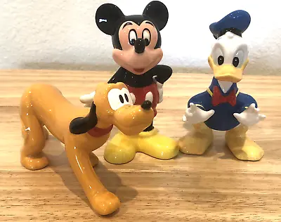 $39.99 • Buy Disney Mickey Mouse Donald Duck & Pluto Porcelain Ceramic Hand Painted Figurines