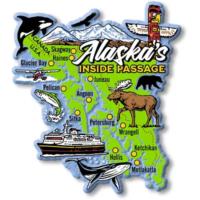 Alaska's Inside Passage Map Magnet By Classic Magnets • $7.99