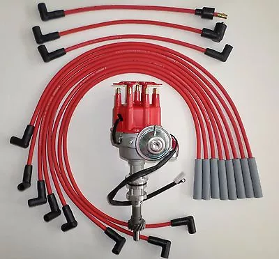 FORD BIG BLOCK 351C/M-400-429-460 RED Small HEI Distributor & SPARK PLUG WIRES • $124.59