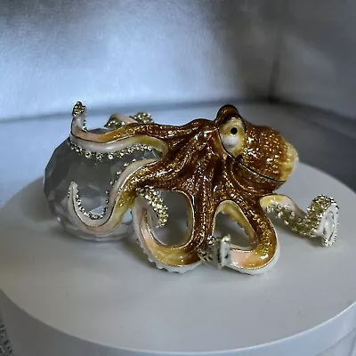 Octopus  On Crystal Trinket Box By Keren Kopal Hard Find Collection Piece! • $28