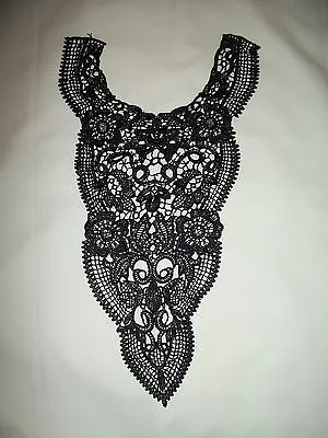 Venice / Venise Lace Applique Bodice / Yoke / Collar Bridal Floral Design  Black • $23.24