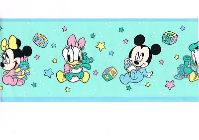 Disney Baby ABC Blocks Stars Mickey Mouse Donald Duck Nursery Wallpaper Border • $19.99