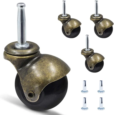 $19.99 • Buy 2  Ball Caster Wheels For Furniture, Set Of 4 Vintage Casters Antique Copper Gol
