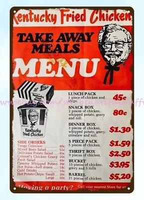 1966 Kentucky Fried Chicken Menu Childhood Favourites Metal Tin Sign Auto Shop • $18.89