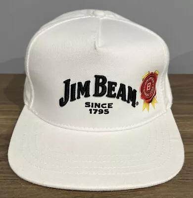 Jim Beam Snapback Adult Size Hat Baseball Cap White Adjustable 100% Cotton • $15