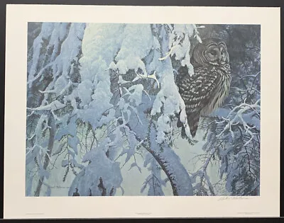 $249 • Buy Robert Bateman Limited Edition Signed Print  Snowy Hemlock-Barred Owl” 1985