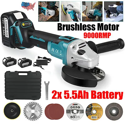 Angle Grinder Brushless Cordless Cut‑Off With 2 5.5Ah Battery Set For Makita 18V • $68.99