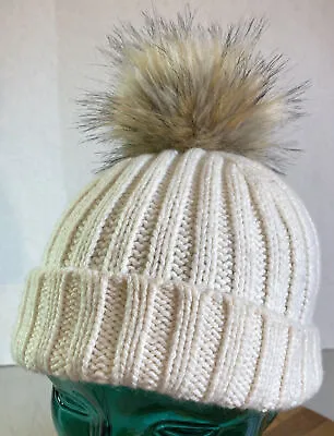 Womens J Crew Wool/acrylic/cashmere Blend White Winter Hat Osfm Vgc    23 • $10.39