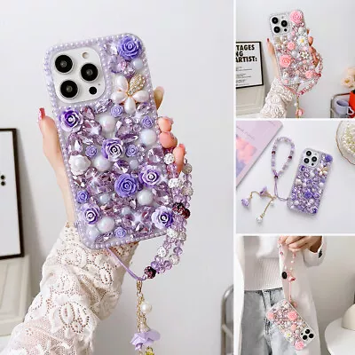 Bling Glitter Diamond Case Cute Hand Strap Cover For IPhone 14 Pro Max 14 Plus • $13.98