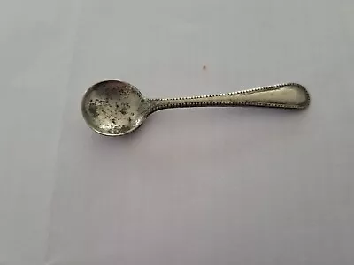 Vintage EPNS Decorative Bead Edged Salt Or Mustard Spoon Unclear Makers Marks • £0.99