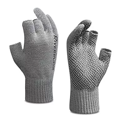 Wool Fishing Gloves Winter Fingerless Knitted Gloves For Men Small/Medium Gray • $14.16