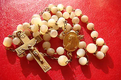 Virgin Mary Old Vintage Mother Of Pearl Beads Beautiful France Rosary • $60