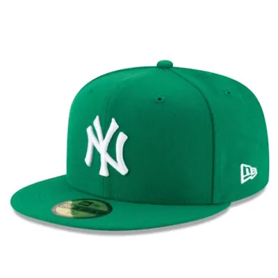MLB New York Yankees NY 59FIFTY 5950 Men's Fitted New Era Hat Cap Green White • $36.99