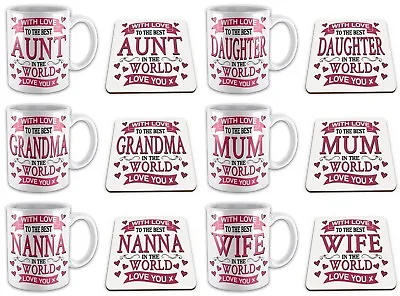 £10.99 • Buy Set Of With Love To The Best Relative In The World Gift Mug & Coaster Variation