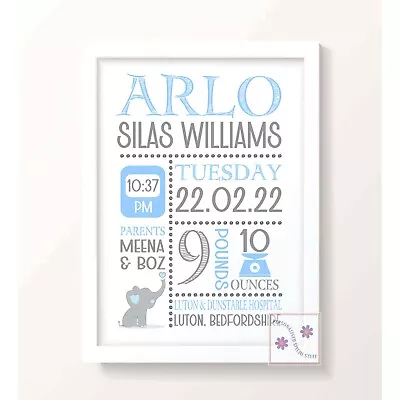 £6 • Buy Personalised New Baby Boy Girl Gift Christening Naming Day Gift Baby Birth Print