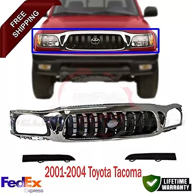 Chrome Grille With Black Inserts Lower Filler Panel For 01-04 Toyota Tacoma 3PCS • $151.99